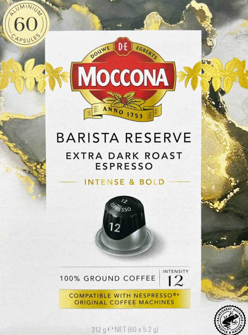 60 (6X10)Capsules Moccona Barista Reserve Extra Dark Roast Espresso Intense Bold