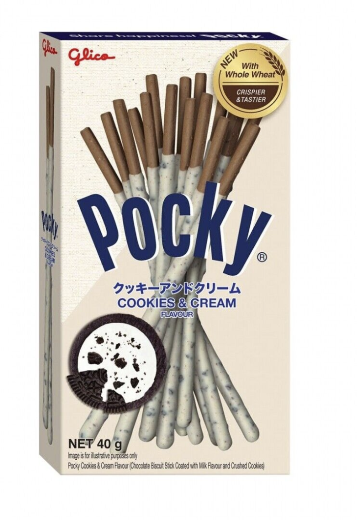 Glico Pocky Choose from Cookies & Cream 40g each, Chocolate Flavour 47g each