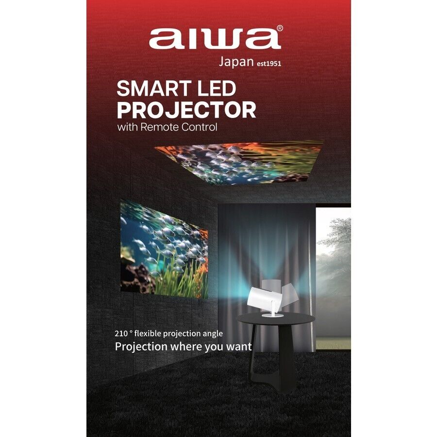 AIWA Smart HD LED Projector WiFi Bluetooth HDMI USB Android Office Home Theater
