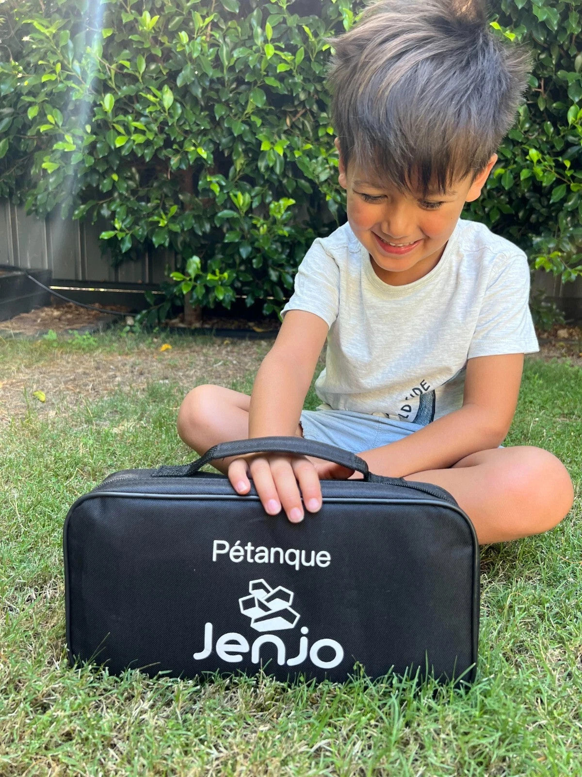 Silver metal Pétanque bocce balls set with a set of rules (Jenjo Games)