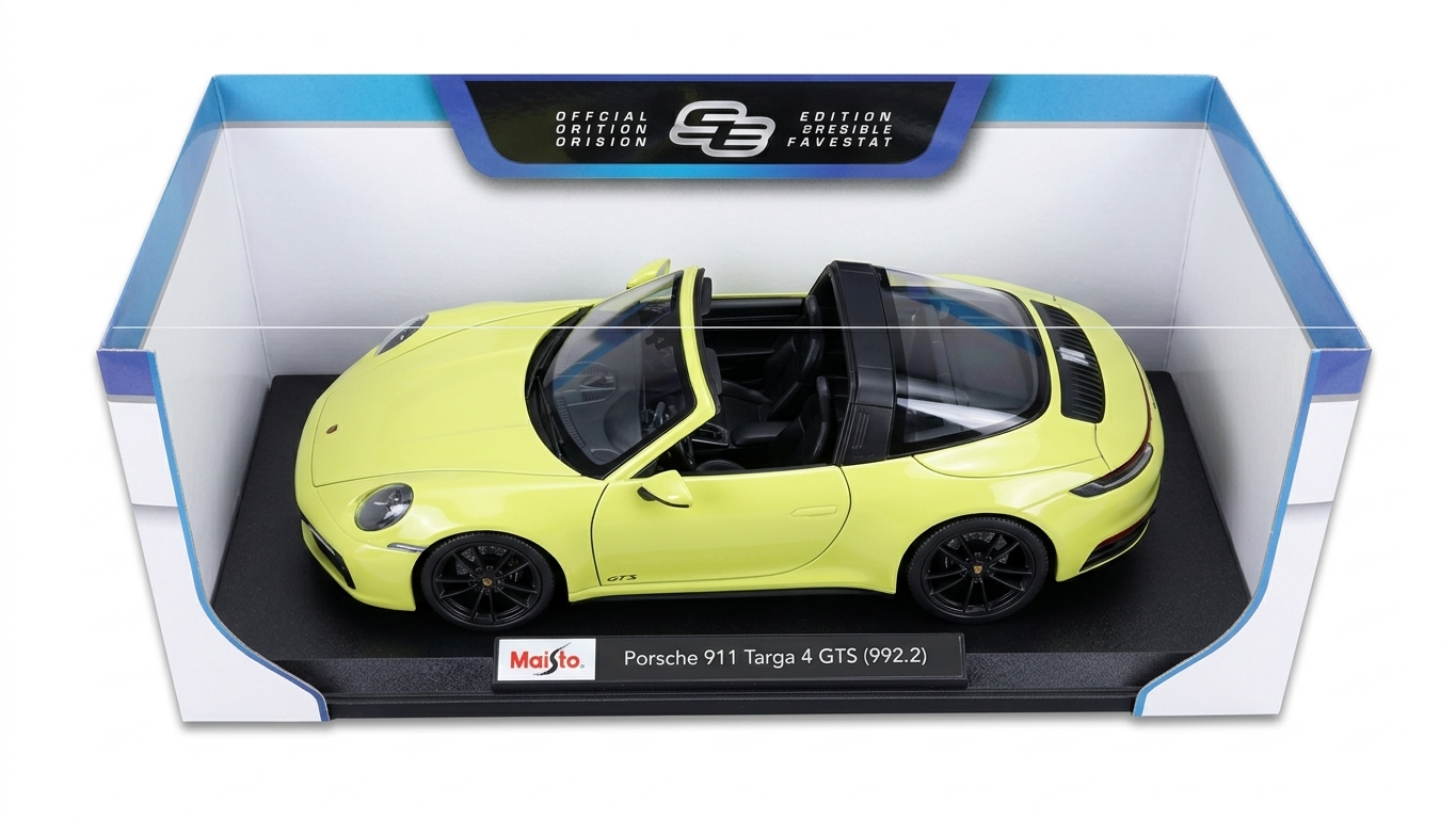 Maisto 1:18 Porsche 911 Targa 4 GTS (992.2) (Yellow) Diecast – Special Edition