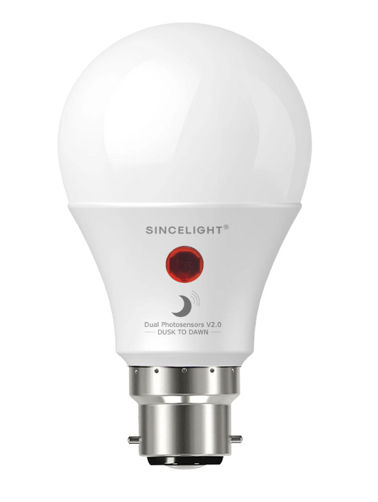 SINCELIGHT 9W B22 Dusk to Dawn Outdoor LED Lights Sensor Bulbs Auto On/Off Lamps