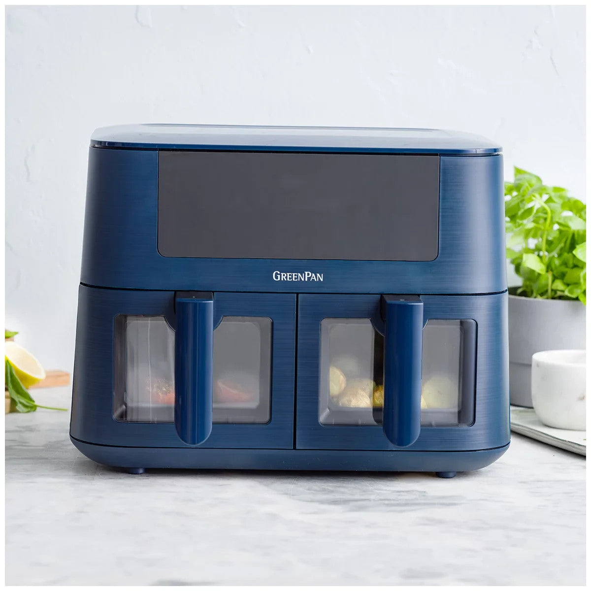 GreenPan Bistro 2 Basket Electric Airfryer 4+4L Oxford Blue CC009332-001