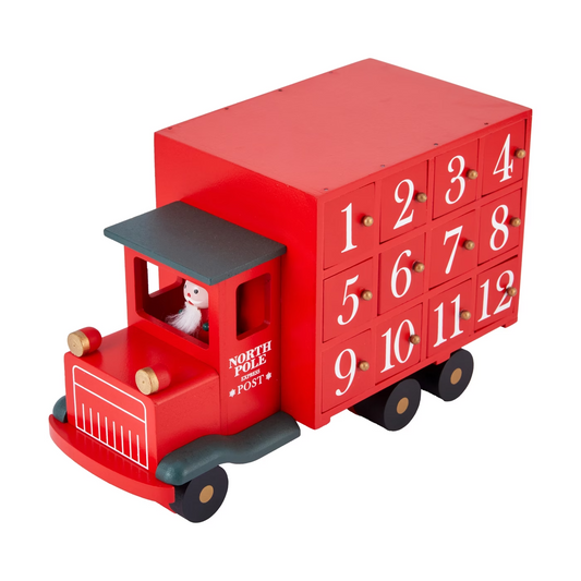Christmas Advent Calendar Truck Red Countdown Treats Box Table Tree Decoration