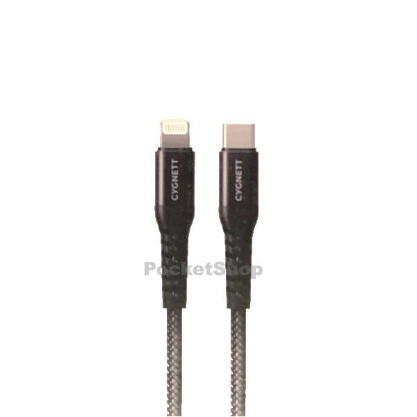 Cygnett MFi-Certified Lightning to USB-C Braided Cable PD Fast Charge Connector