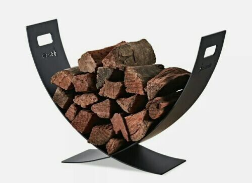 Scandia Design Fireplace Fire Place Firewood Log Holder Steel Curved Cantilever