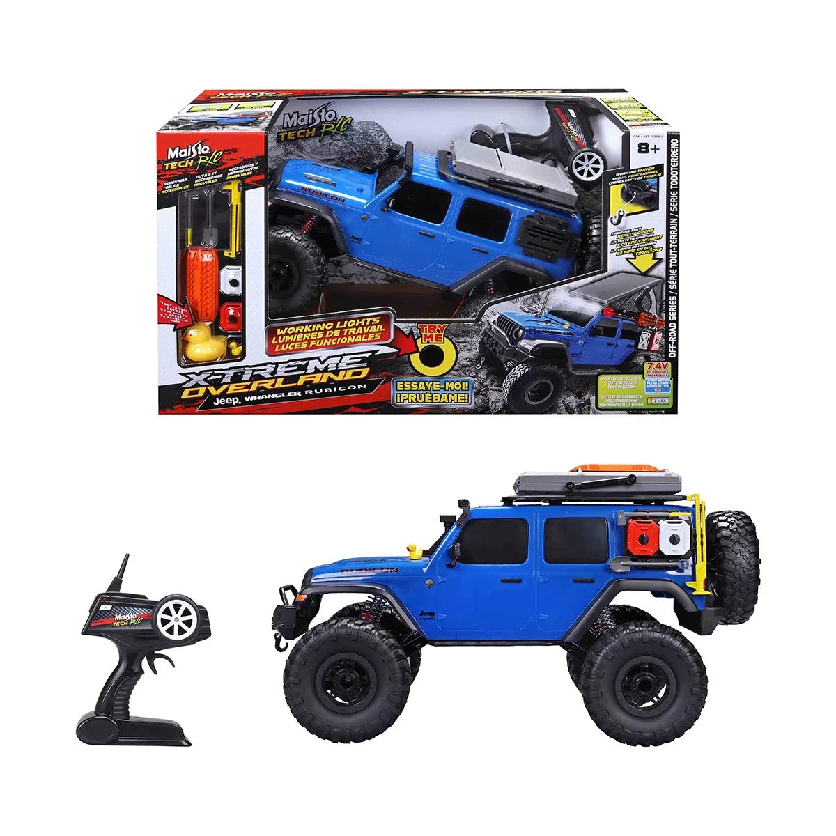 Maisto 57cm Jeep Overlander Remote Control RC Off Road 4X4 Truck LED Light Winch