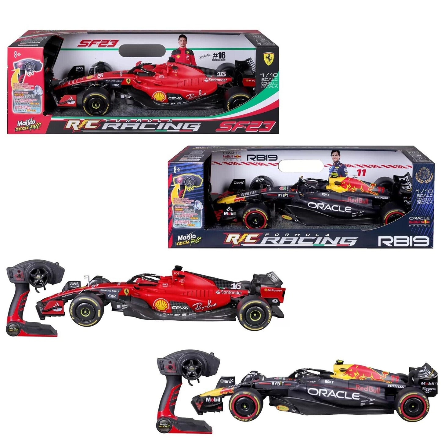 Formula Racing R/C 1:10 Scale Red Bull & Design Ferrari Racing Maisto Tech