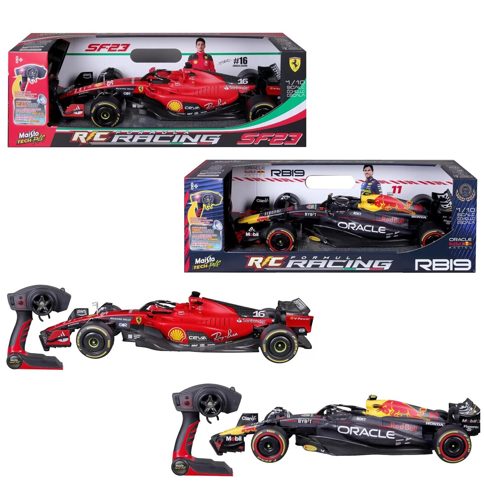 Formula Racing R/C 1:10 Scale Red Bull & Design Ferrari Racing Maisto Tech