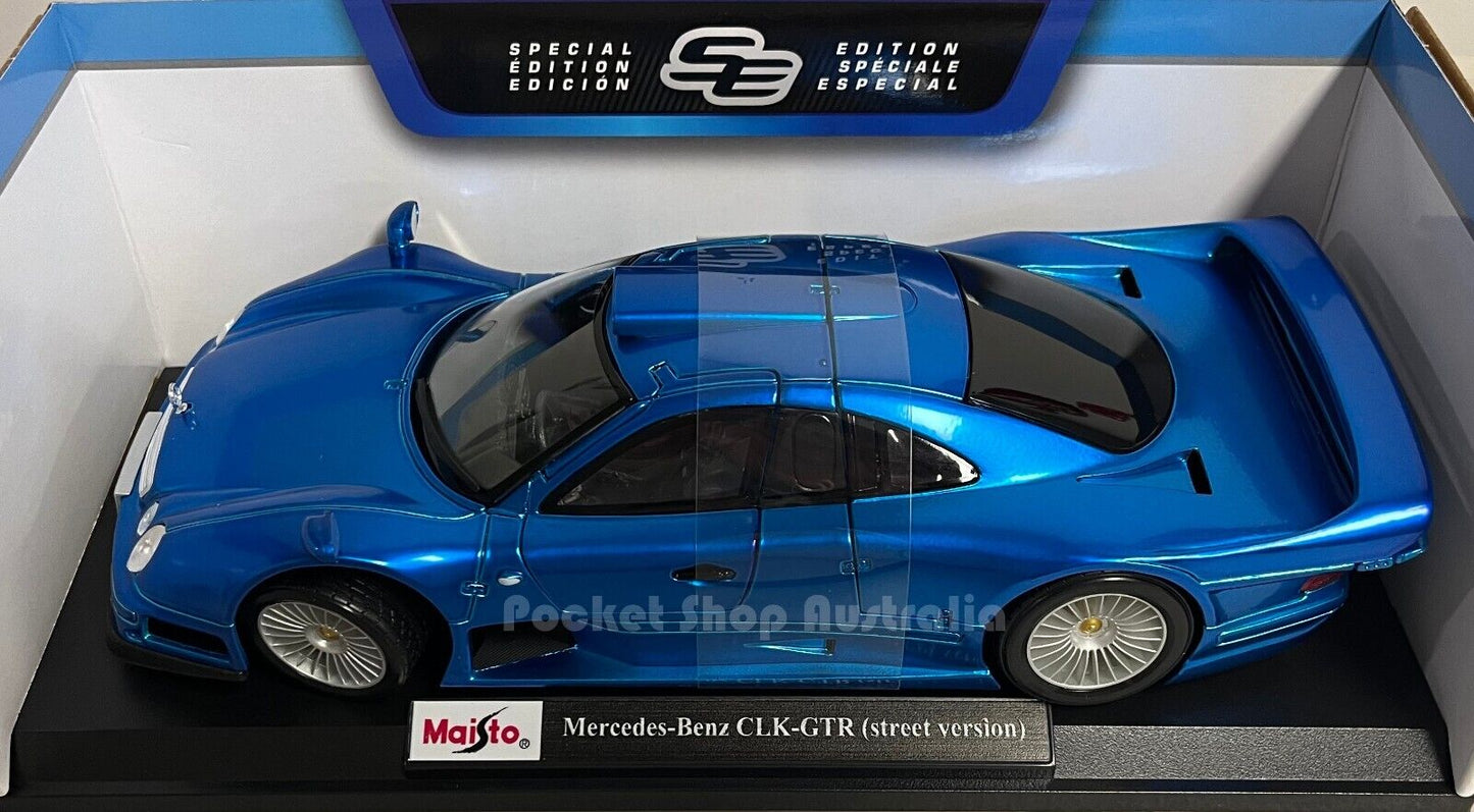 Mercedes Benz CLK-GTR Street Version Kids Model Diecast Car Maisto 1:18 Blue