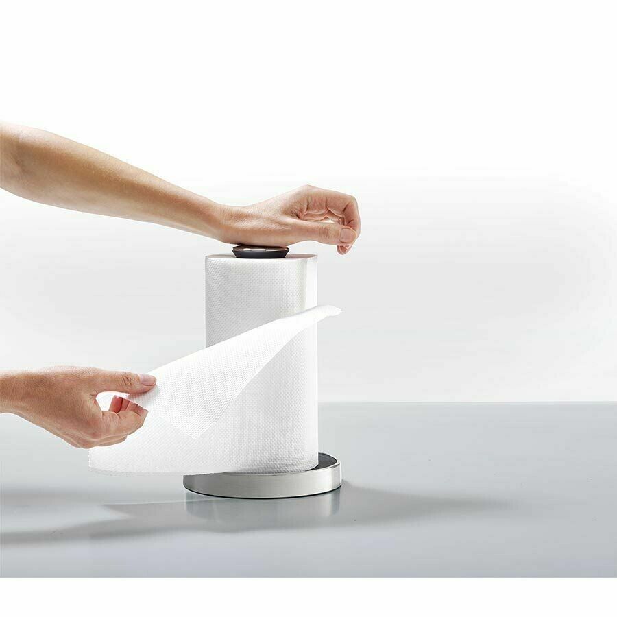 Joseph Joseph Tissue Paper Towel Roll Holder Stand Push & Tear Kitchen Steel