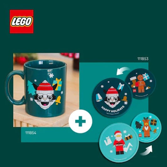 LEGO Official Holiday Ceramic Mug 11854 + Drink Coasters 111853 Christmas Gift