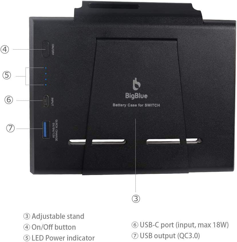 Battery Charger Case for Nintendo Switch with Joy-Con Grips Power Bank 5000mAh 