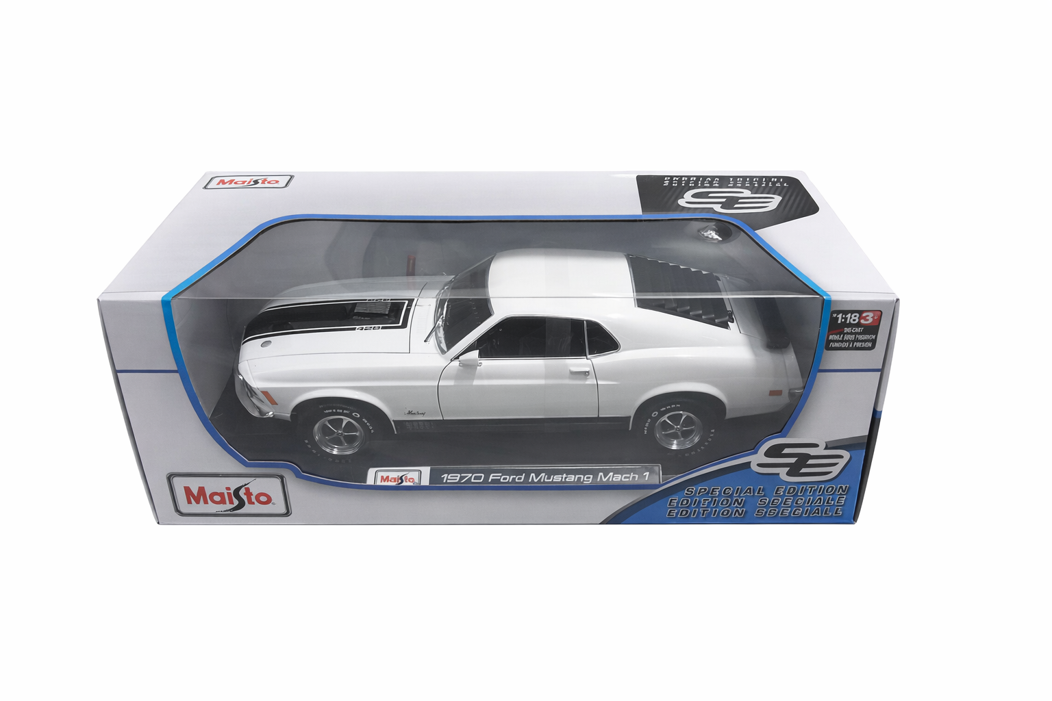 Maisto 1970 Ford Mustang Mach 1 White Die Cast Model car
