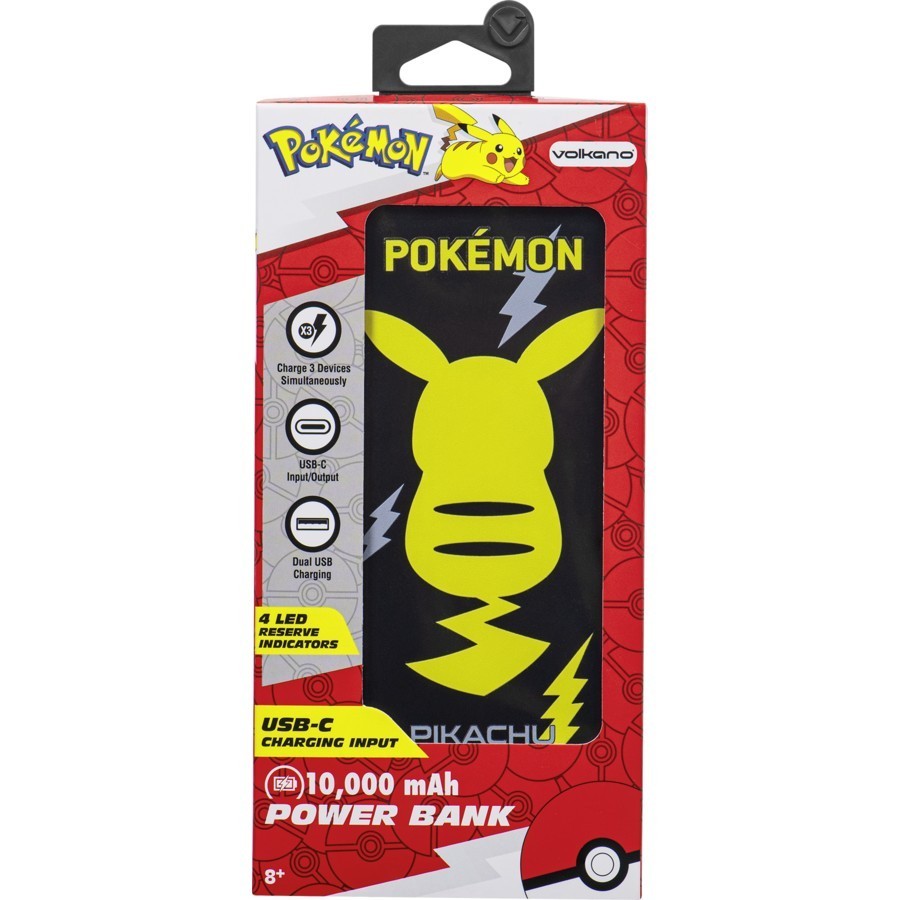Volkano Pokemon 10,000mAH Powerbank with 3 Charging Points - Brand New