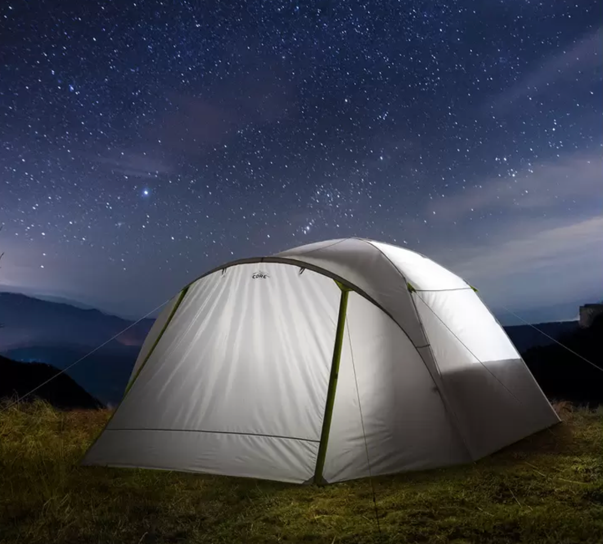 CORE 6 Person Lighted Blockout Tent with Full Rainfly