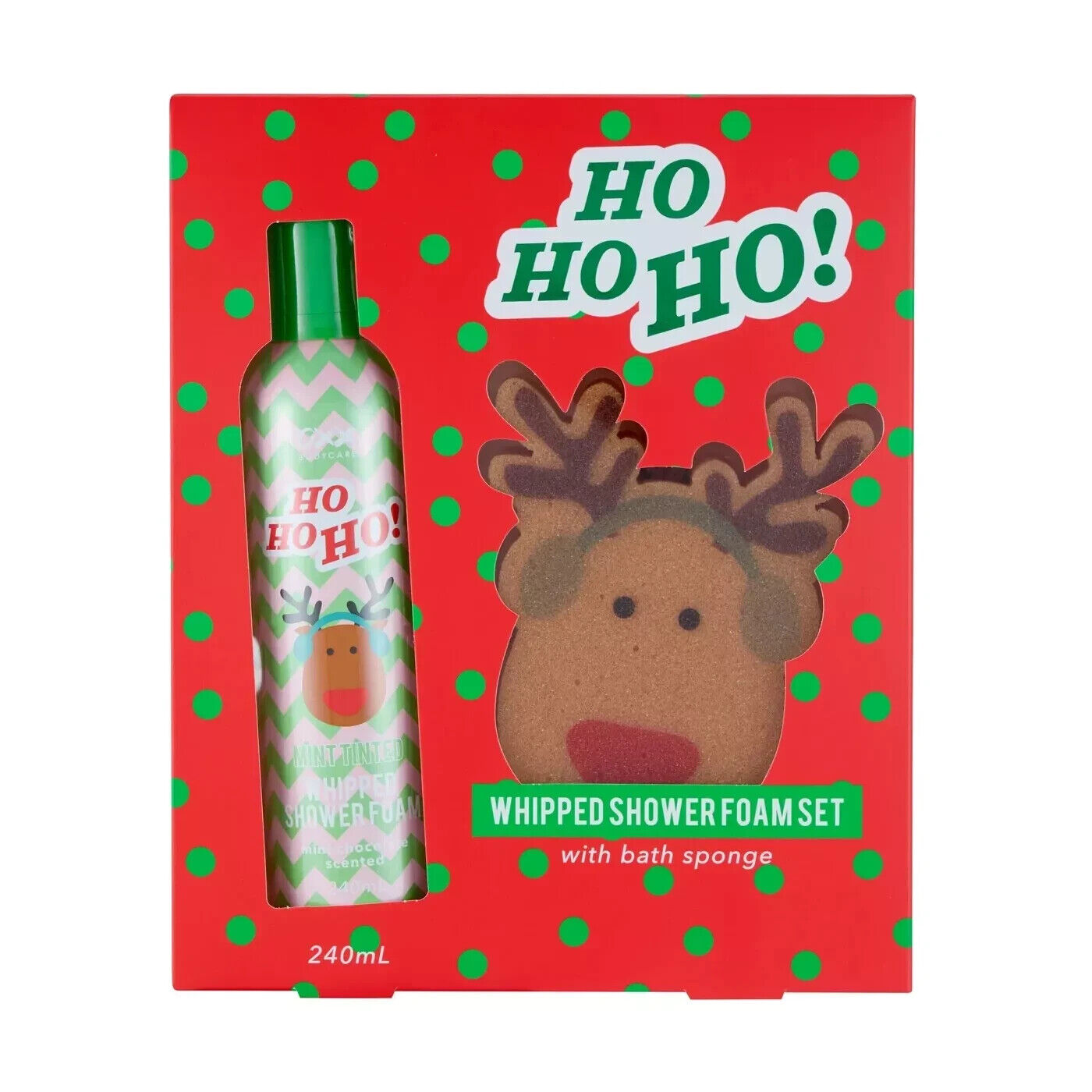 OXX Bodycare HO HO HO - Whipped Shower Foam Set with Reindeer Bath Sponge