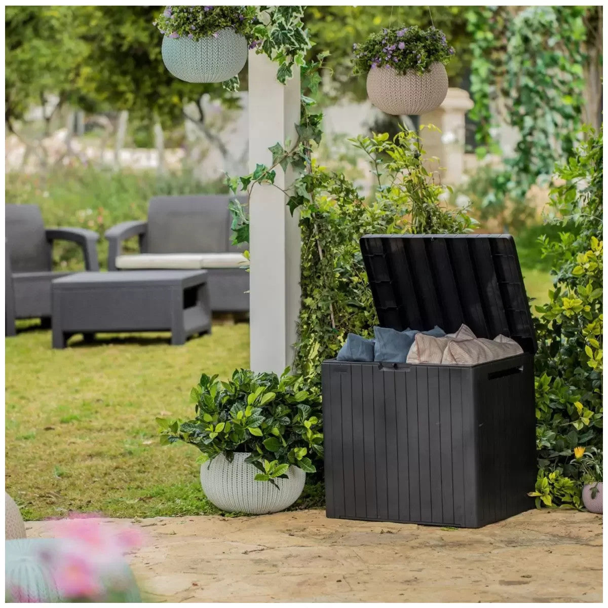 Keter City Box 2-IN-1 Storage 113L or Seat - Outdoor Weather Resistant Durable