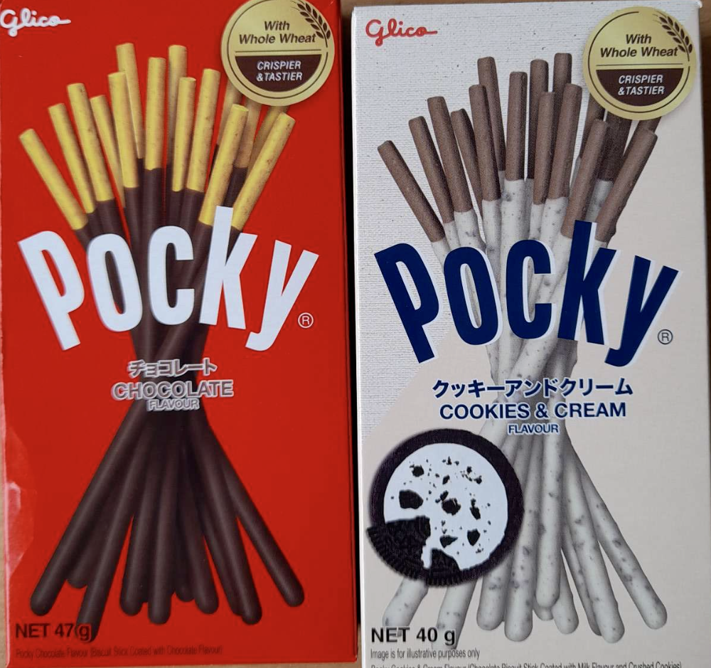 Glico Pocky Choose from Cookies & Cream 40g each, Chocolate Flavour 47g each