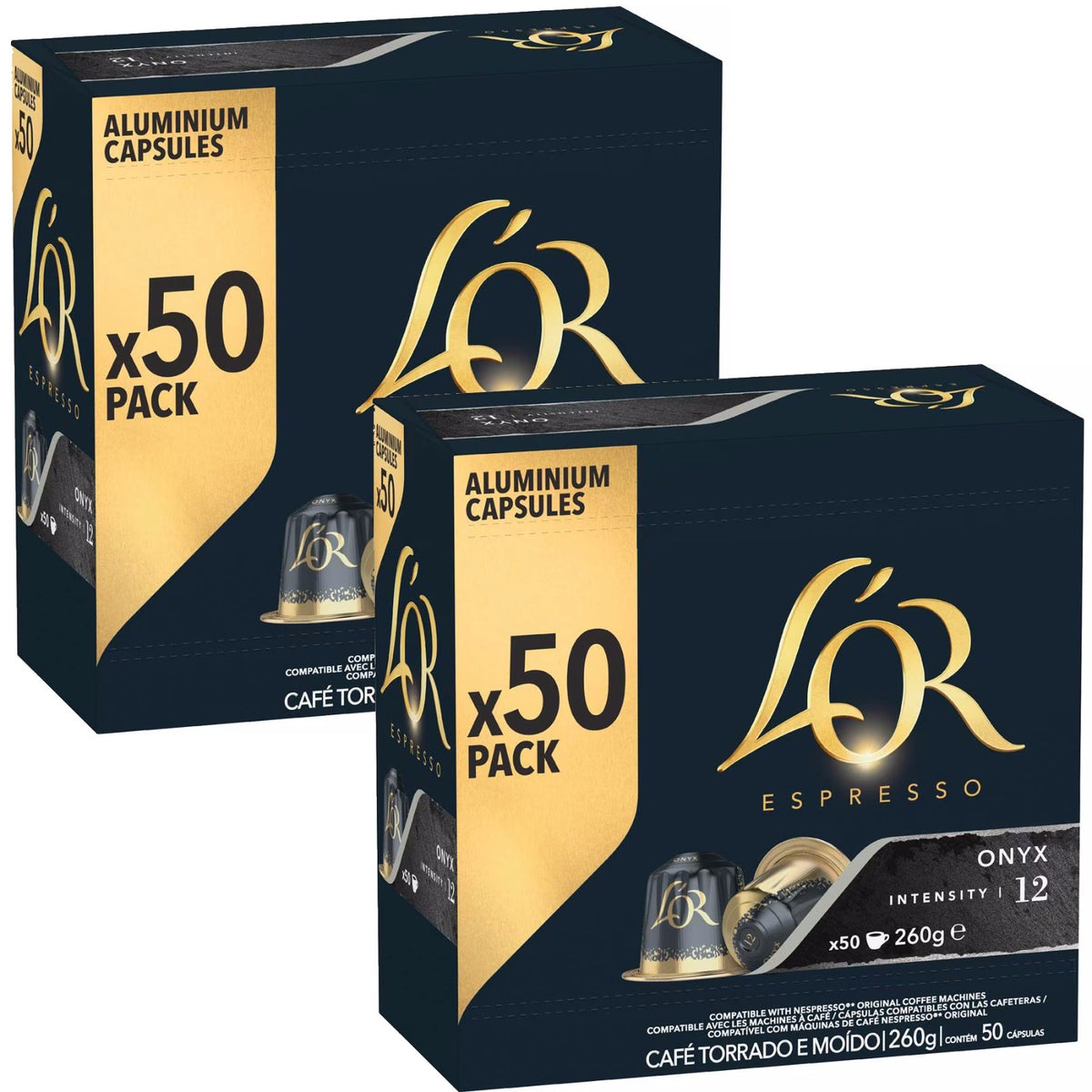 100x L'OR Espresso Coffee ONYX Capsules Pod Nespresso Compatible LOR NEW Sealed