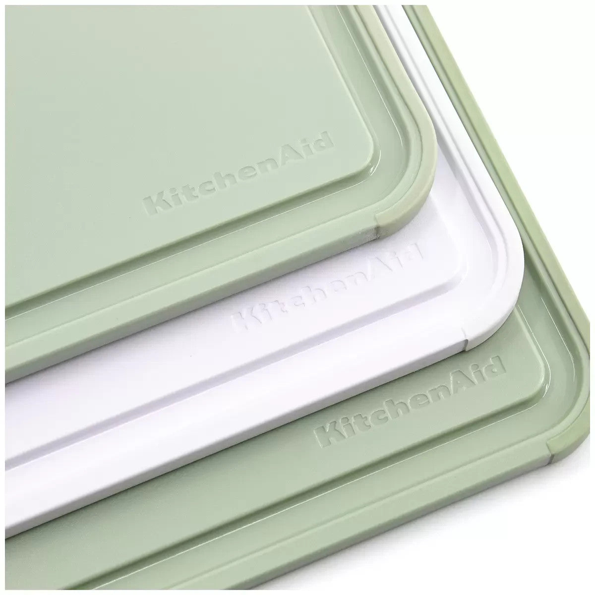 KitchenAid Non-Slip Cutting Chopping Boards 3 Piece Set Pistachio White