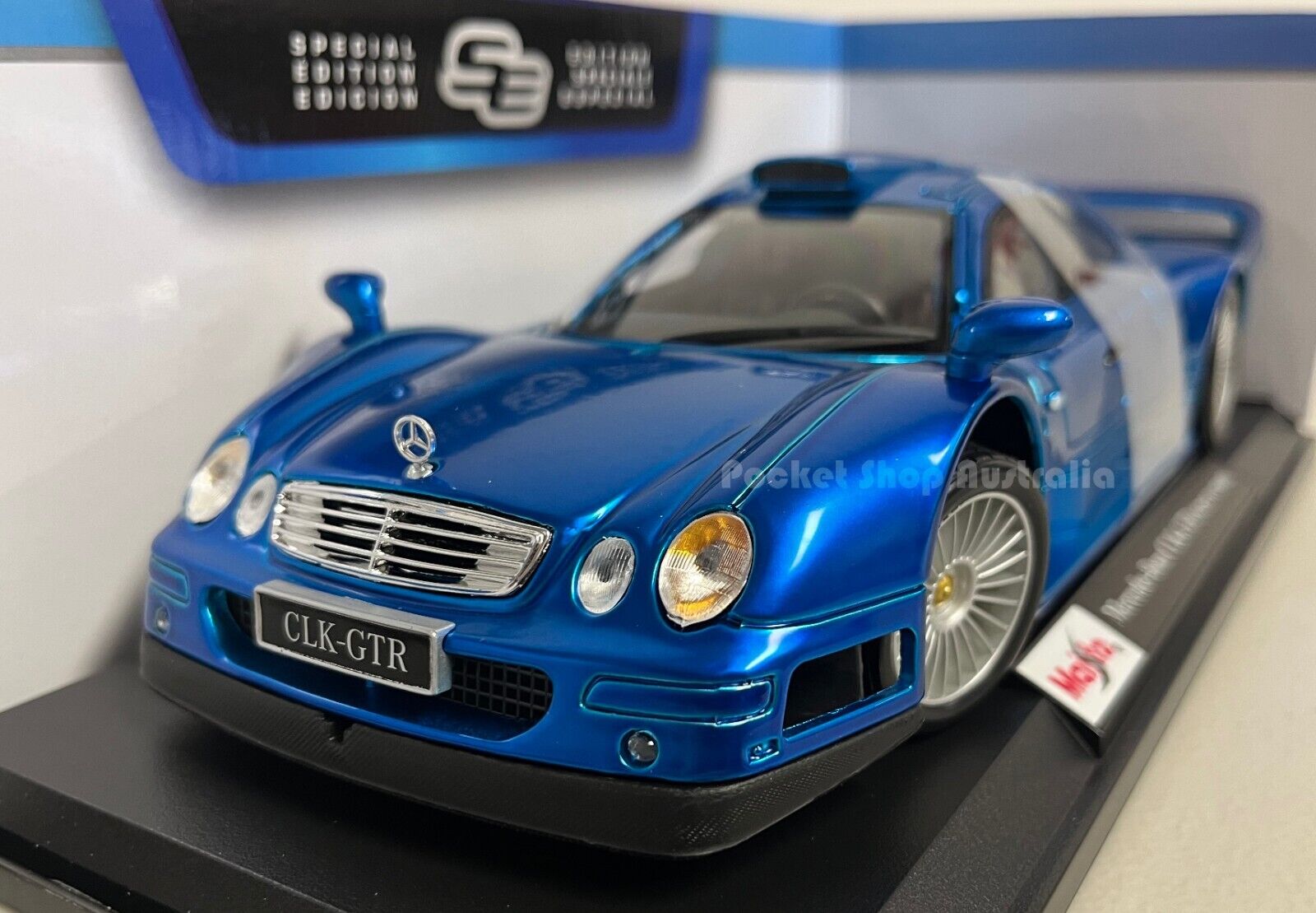 Mercedes Benz CLK-GTR Street Version Kids Model Diecast Car Maisto 1:18 Blue