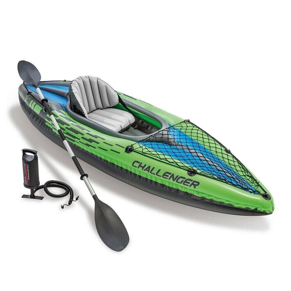 Intex Inflatable Kayak Boat K1 Sports Challenger 1 Seat Person Floating Oar Lake