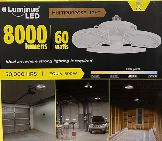 Luminus LED 60W 8000 Lumens E27 Ceiling Light Bulb Indoor Garage Shed Workshop