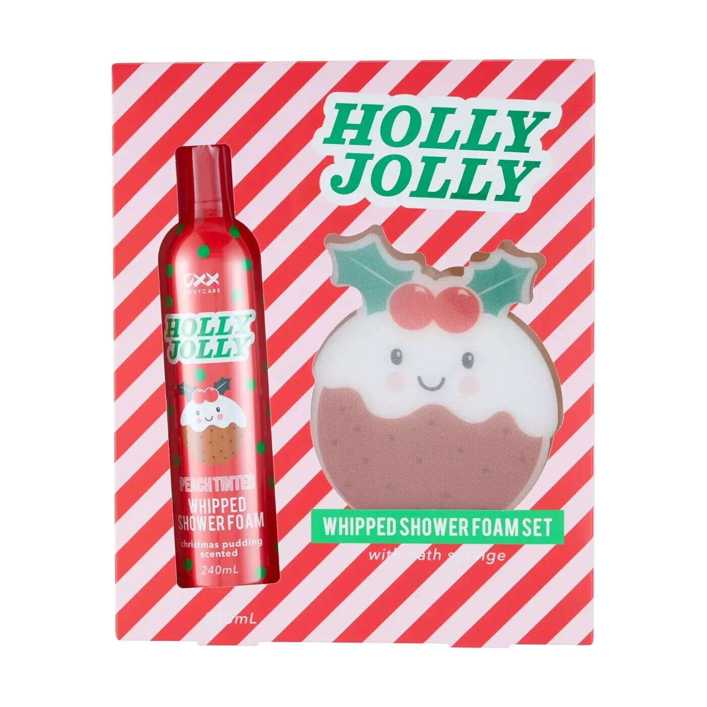 OXX Bodycare Holly Jolly - Whipped Shower Foam Set with Pudding Bath Sponge