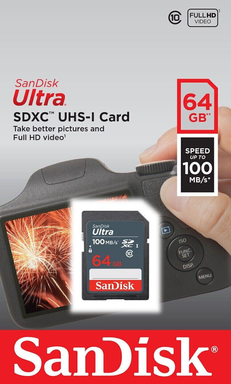 SD Card SanDisk Ultra 32GB 64GB 128GB 256GB Class10 SD HD Camera Memory Card