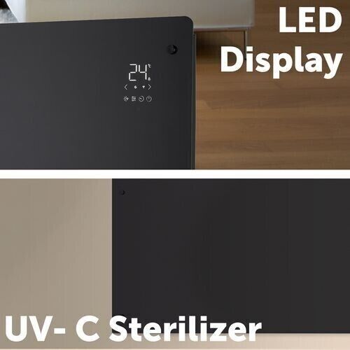 Arlec 2200W Black Glass SMART WI-FI Panel Heater Touch Control Grid Connect NEW