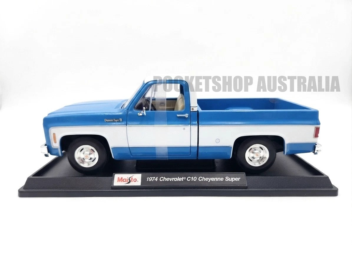 Maisto 1:18 Diecast Special Edition – 1974 Chevrolet C10 Cheyenne Super (Blue)