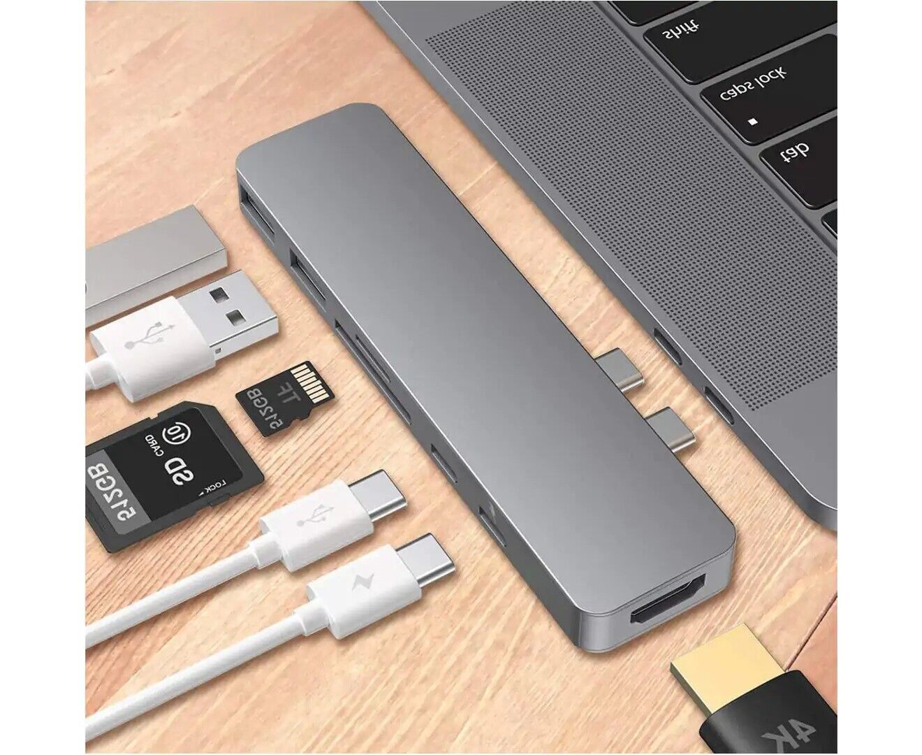 7in1 USB-C Type C HD Output 4K HDMI USB 3.0 Adapter SD TF CARD HUB MacBook Pro