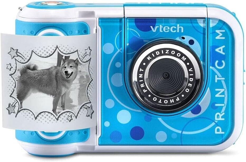VTech KidiZoom Print Cam with 4 Paper Rolls & 2 Stickers Rolls - Kid Camera Blue