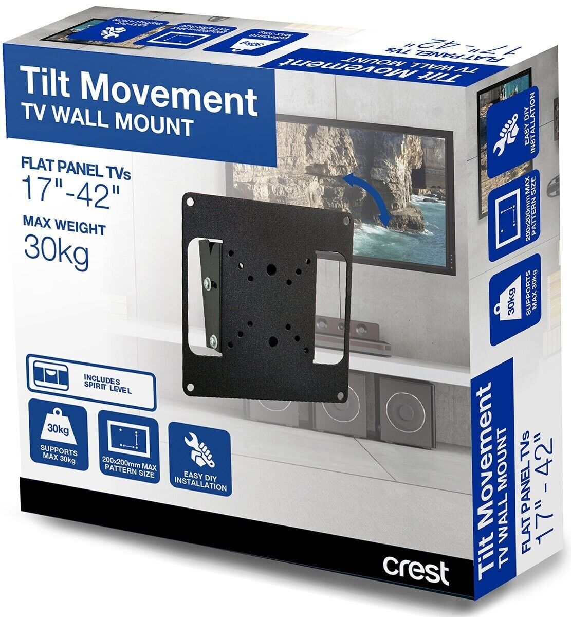 Crest Tilt Movement TV Wall Mount for 17 to 42 Inch TVs MFP9T Upto 30KG, Caravan