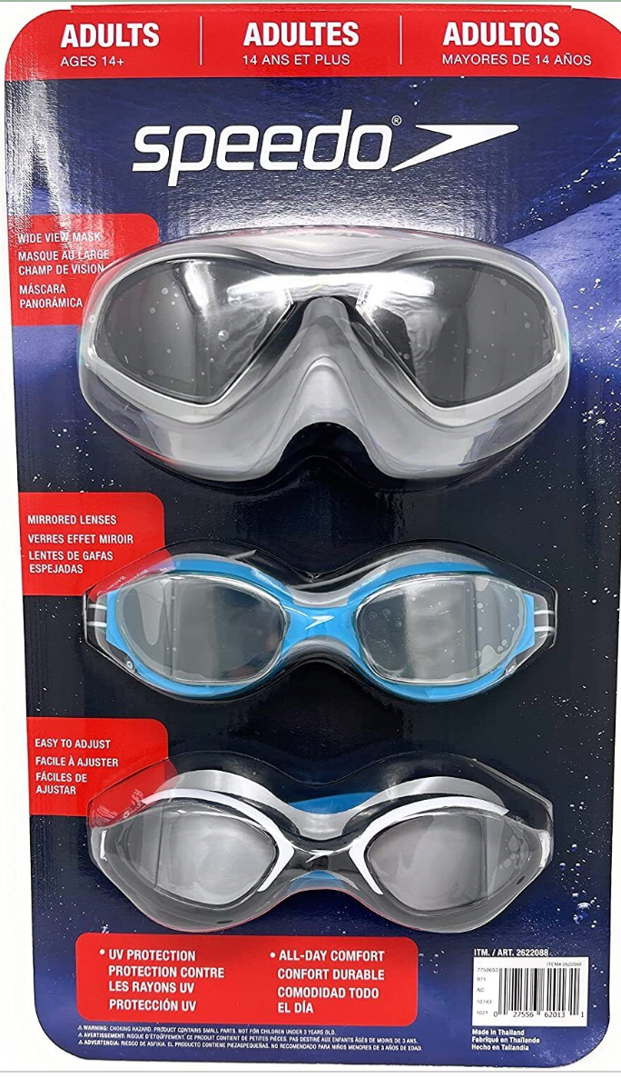 3x Speedo Unisex Adult Swimming Goggles UV Protection Age 14+