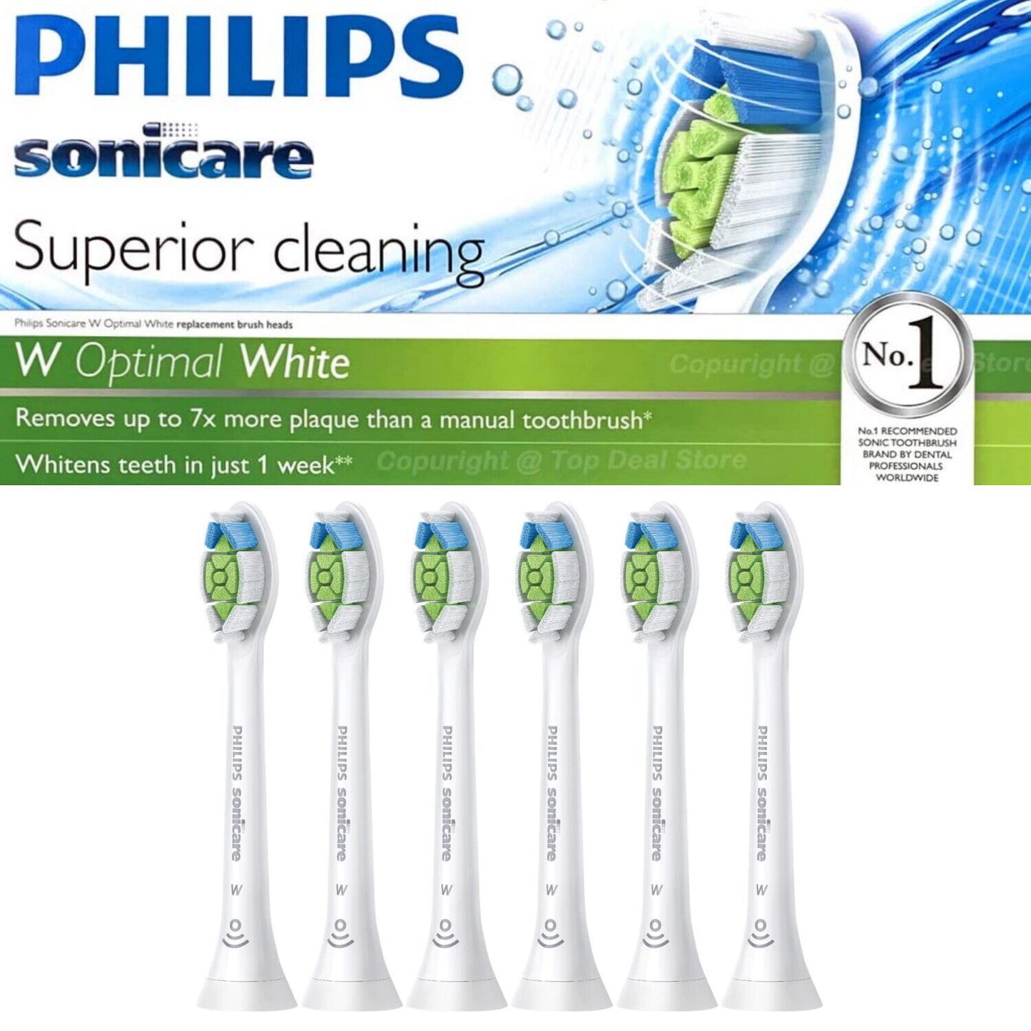 6x Genuine Philips Sonicare Optimal Toothbrush Replacement Tooth Brush Heads 