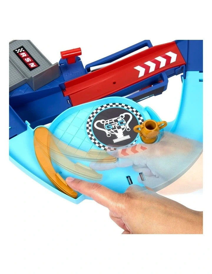Pixar Cars GRC Jumping Raceway Track Set Lightning McQueen Francesco Stunt Plays