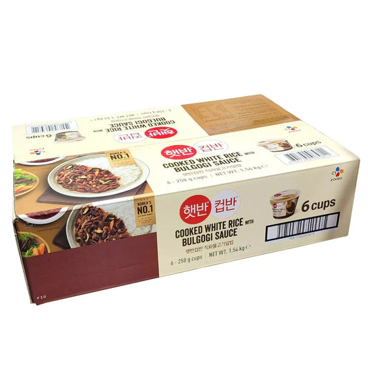 Instant Korean Cooked White Rice with Pork Bulgogi Sauce 6 x 258g Cup Meal Kit