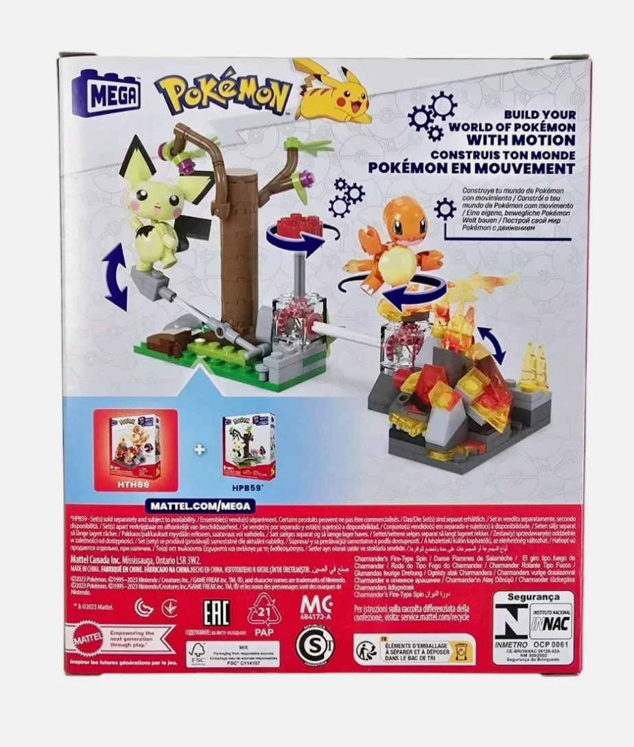 MEGA Pokemon Charmander's Fire-Type Spin Build w Motion 2023 Mattel Age 6+ 81pcs