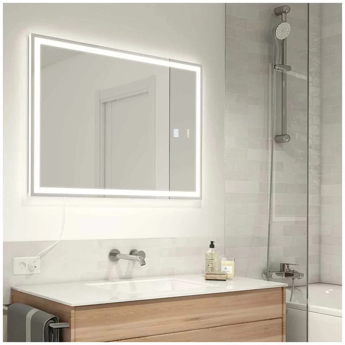 Artika Aurea Integrated LED Anti-fog Plug In Bathroom Wall Mirror 80X60CM