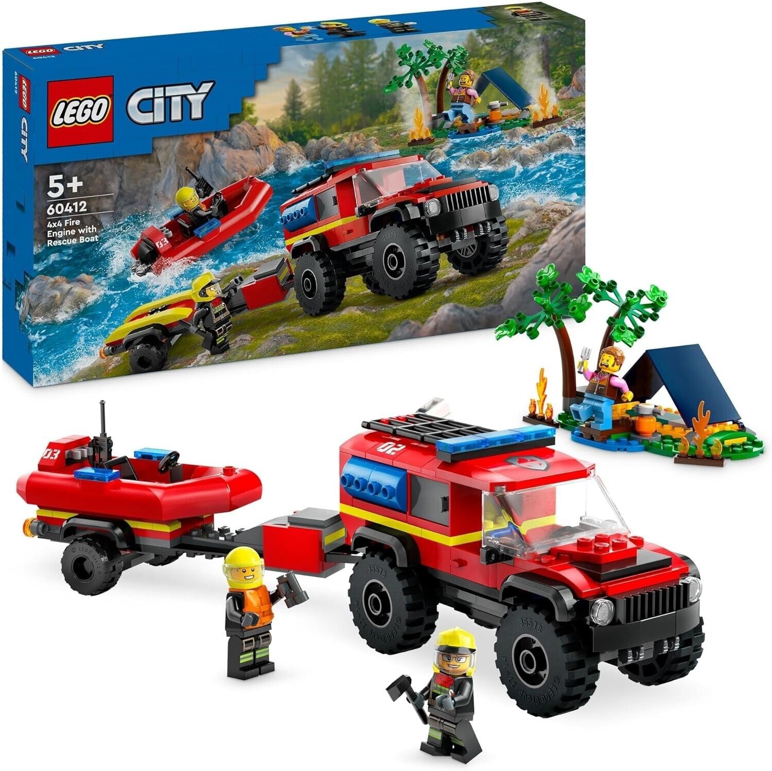 LEGO 60412 City 4x4 Fire Truck with Rescue Boat Brand New and Sealed