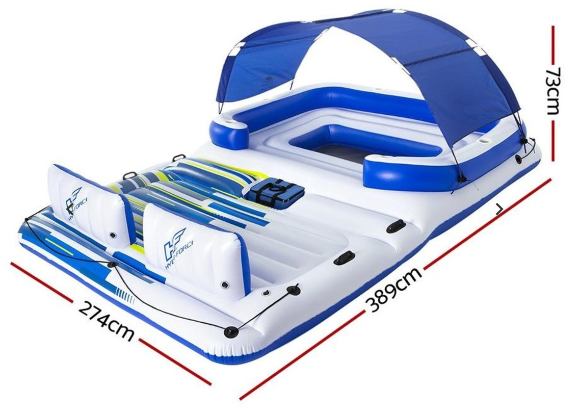 Bestway Pool Float Island Inflatable Lounge 6-person Seat Canopy