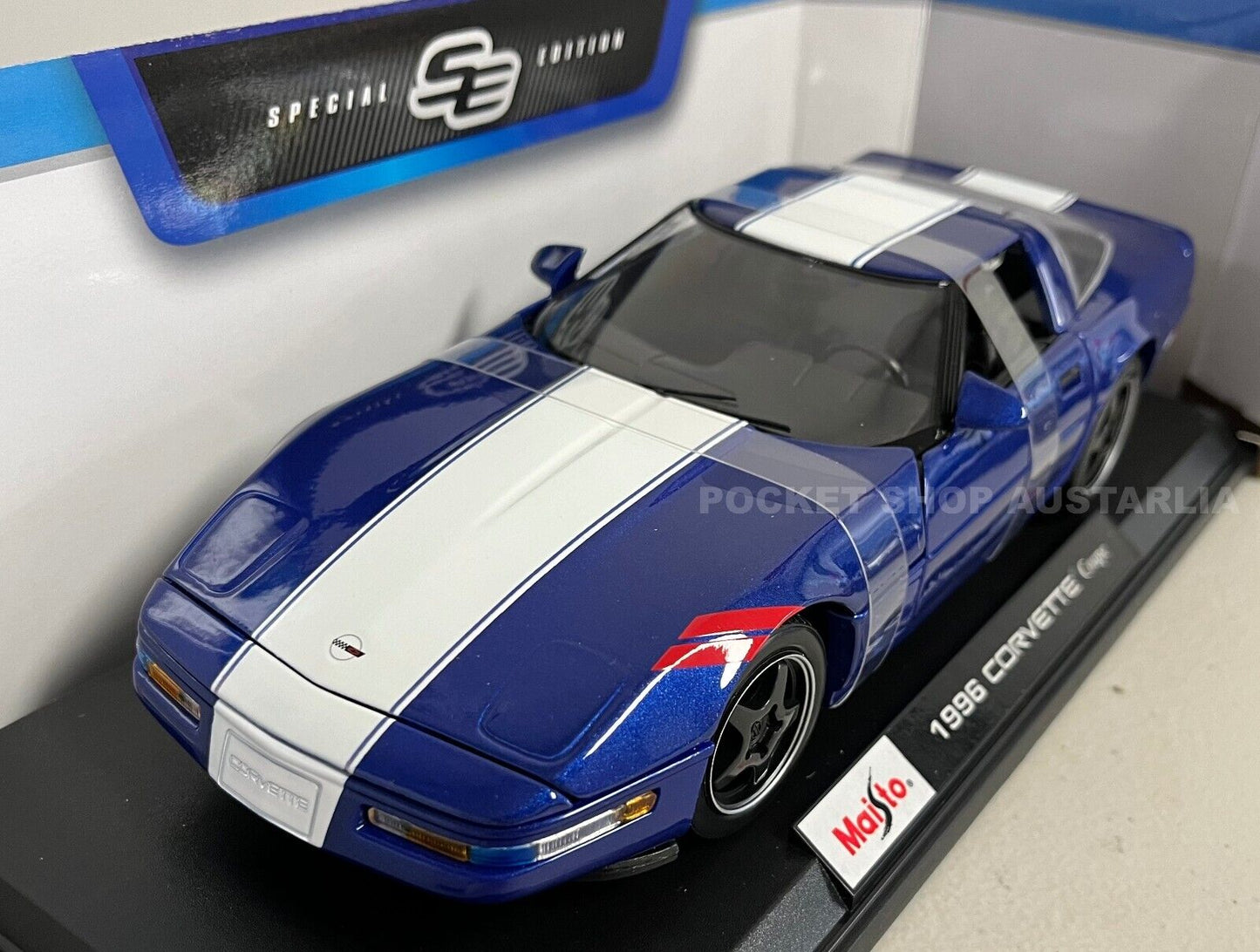 Maisto 1996 Corvette coupe 1:18 Blue Diecast Model Toy Sport Car