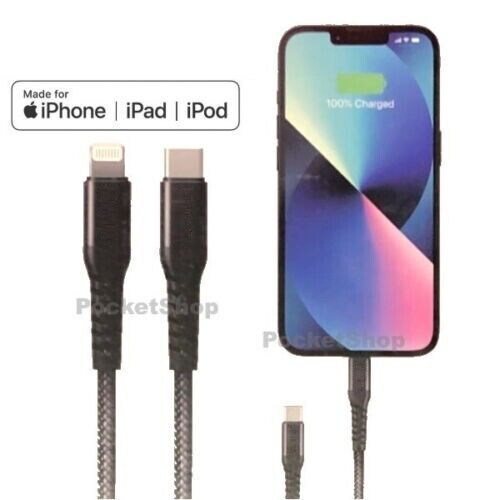 MFi Certified Lightning 8pin to USB-C Braided Cable PD Fast Charge Connector