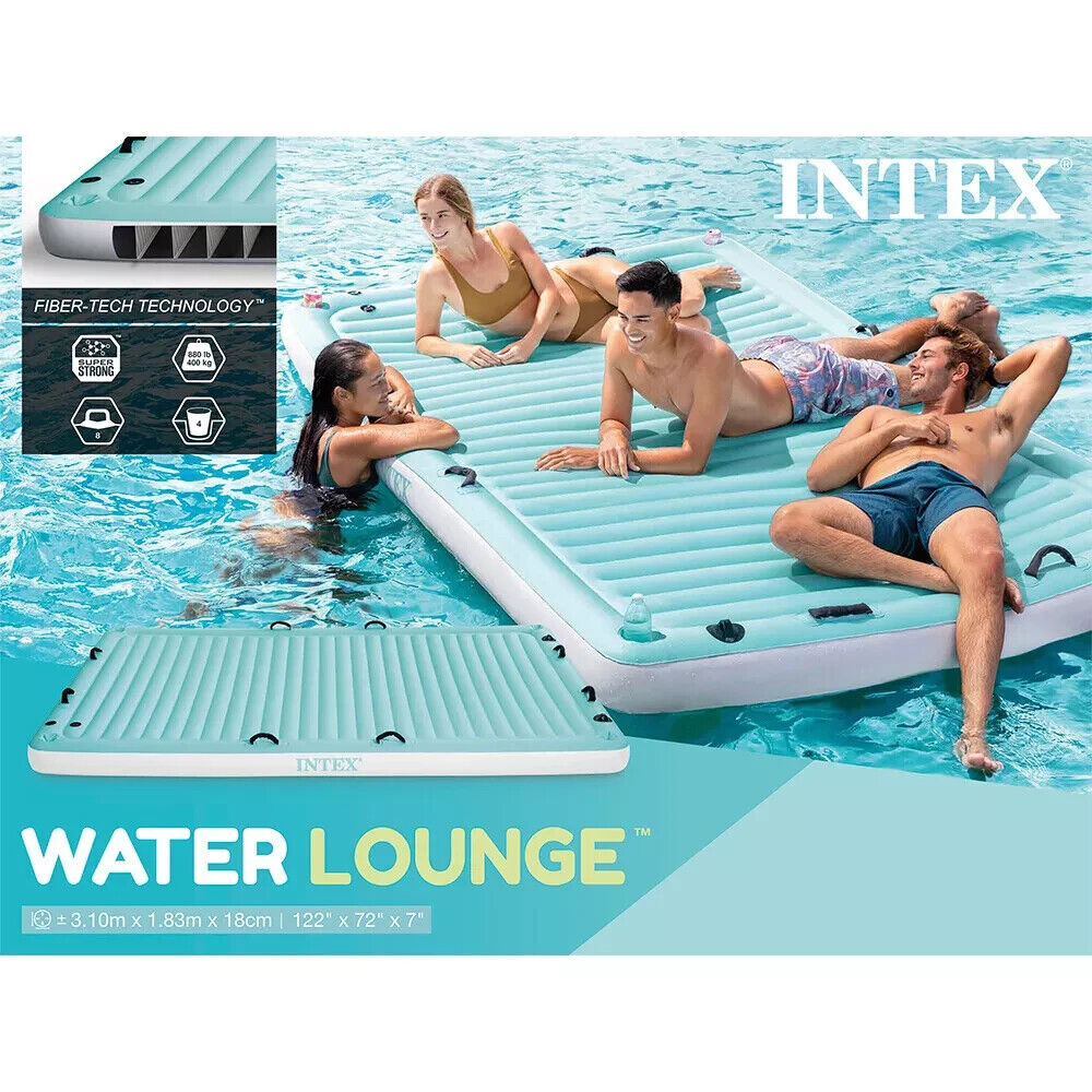 Intex Water Lounge 3.10x1.83m Vinyl Inflatable Swimming Pool/Beach Float Blue