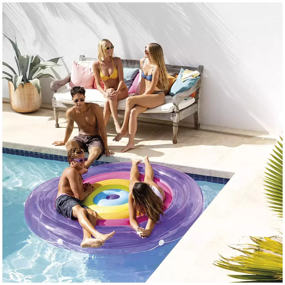 Intex Rainbow Fiesta Island Pool Float 2.01M x 24cm Pool Lounge