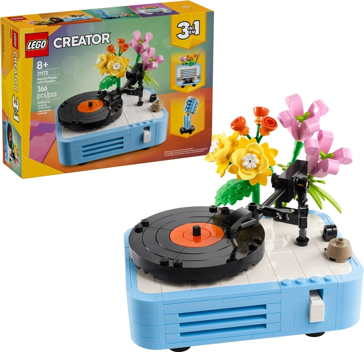 LEGO 31172 Creator 3in1 Record Player With Flowers Radio Microphone Retro BNISB