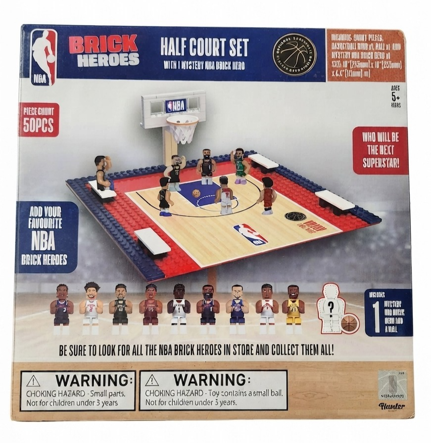 NBA Brick Heroes Half Court Set + 1 Mystery NBA Brick Hero