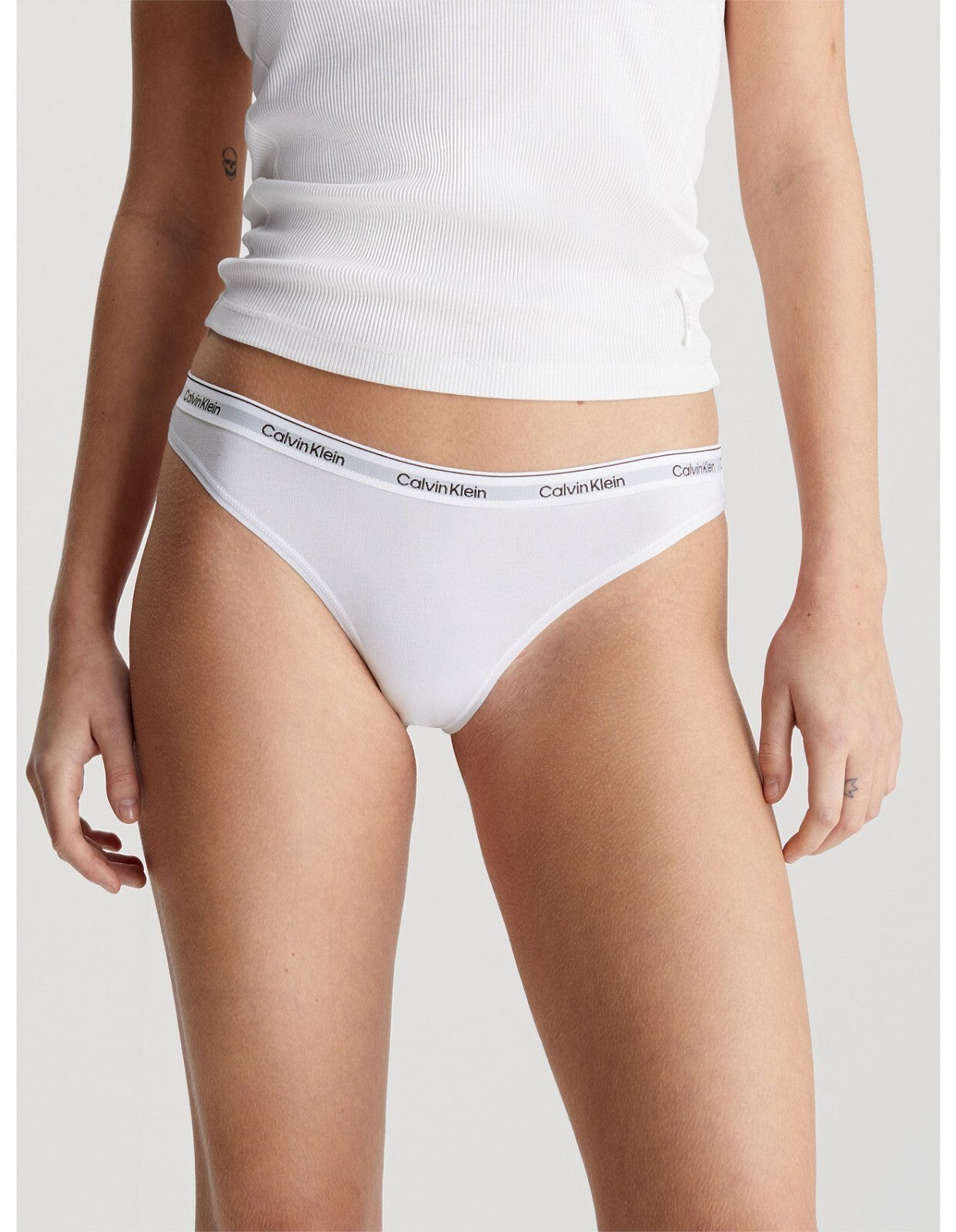 Calvin Klein Women's Cotton Stretch Thong String 3-Pack CK Logo Underwear XL